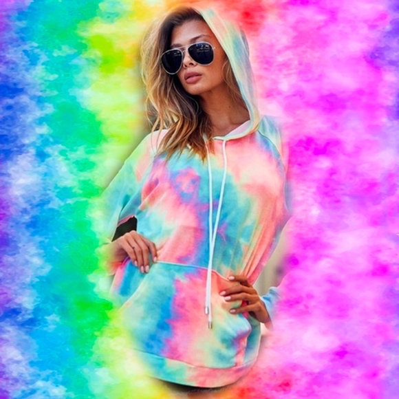 Vibrant Tie Dye Neon Summer Hoodie HOST PICK - Picture 6 of 11